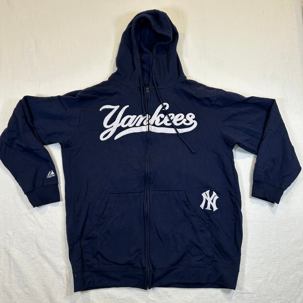 Majestic New York Yankees Full Zip Hoodie Navy Blue XL Tall MLB Sweatshirt